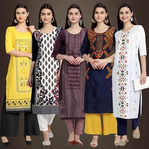 Fancy Crepe Kurtis For Women Pack Of 5