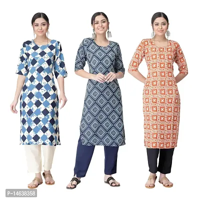 New Crepe Combo Printed Kurtis For Women Pack Of 3