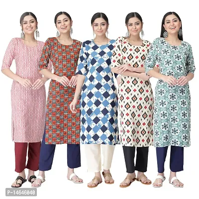 New Crepe Printed Kurtis Combo For Women Pack Of 5