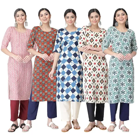 Crepe Combo Printed Kurtis For Women Pack Of 5 Vol 7