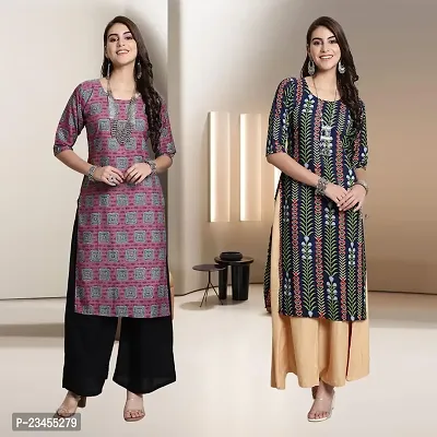 Fancy Rayon Kurtis For Women Pack Of 2-thumb0