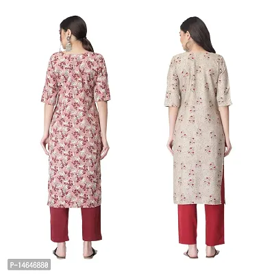 Attarctive Crepe Printed Straight Kurti Combo For Women Pack Of 2-thumb2