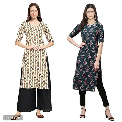 Stylish Digital Printed Women Crepe Kurta- Pack of 2-thumb0