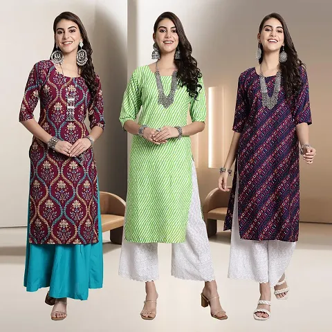 Fancy Rayon Kurtis For Women Pack Of 3