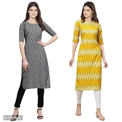 Stylish Digital Printed Women Crepe Kurta- Pack of 2-thumb0