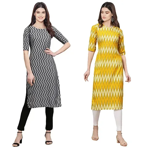 Stylish Crepe Straight Kurta For Women- Pack Of 2