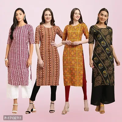 Women Stylish Crepe Printed Straight Kurta