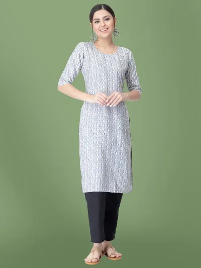 Women Stylish Crepe Printed Straight Kurta