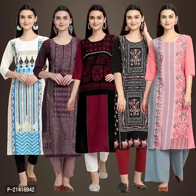 Fancy Crepe Kurtis For Women Pack Of 5-thumb0