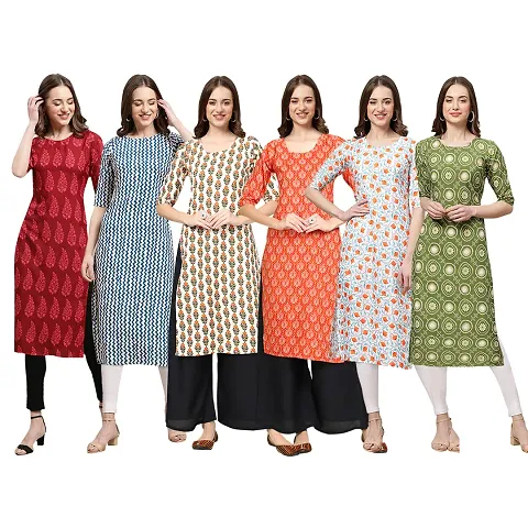 Stylish Crepe Printed Kurti - Pack of 6