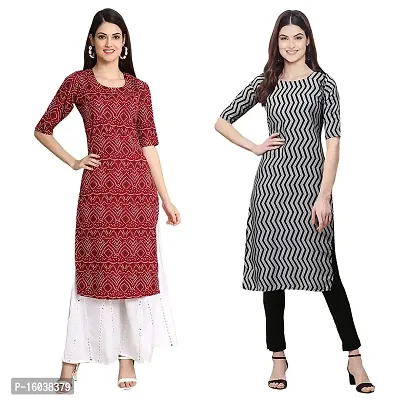 Stylish Digital Printed Women Crepe Kurta- Pack of 2-thumb0