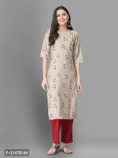 Stylish Crepe Printed Straight Kurta With Pant Set For Women-thumb2