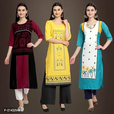 Fancy Crepe Kurtis for Women Pack Of 3-thumb0