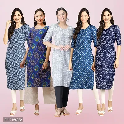 Women Stylish Crepe Printed Straight Kurta