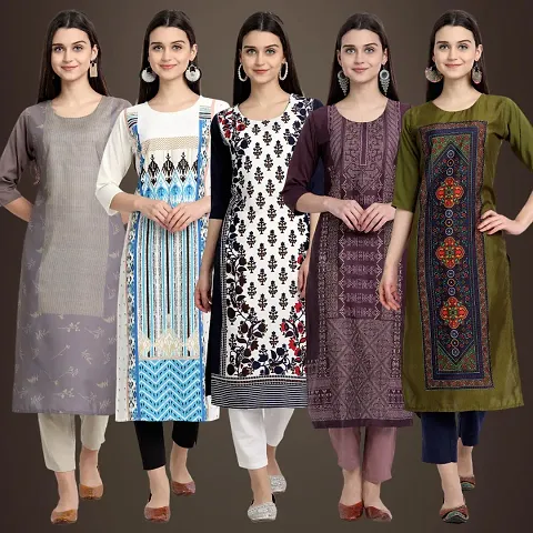 Fancy Crepe Kurtis For Women Pack Of 5