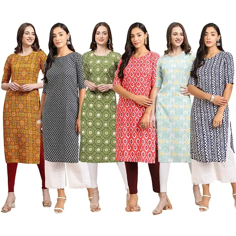 Fancy Combo of 6 Crepe Kurti