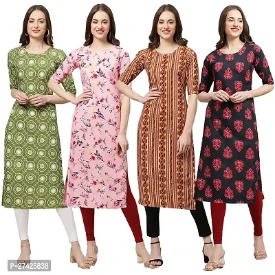 Stylish Multicoloured Crepe Stitched Kurta For Women Pack of 4-thumb0