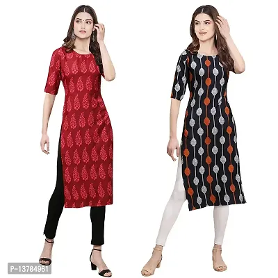 Stylish Crepe Digital Printed Kurta For Women- Pack Of 2