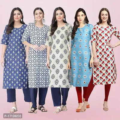 Women Stylish Crepe Printed Straight Kurta