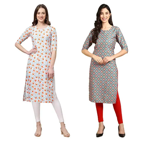 Stylish Crepe Printed Kurti - Pack of 2