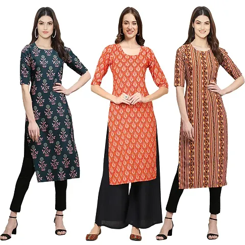 Beautiful Crepe Straight Kurta For Women Pack Of 3