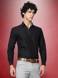 Reliable Black Cotton Solid Long Sleeve Casual Shirts For Men-thumb2