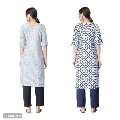 Attarctive Crepe Printed Straight Kurti Combo For Women Pack Of 2-thumb2