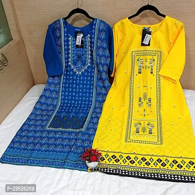 Stylish Multicoloured Crepe Stitched Kurta For Women Combo Of 2