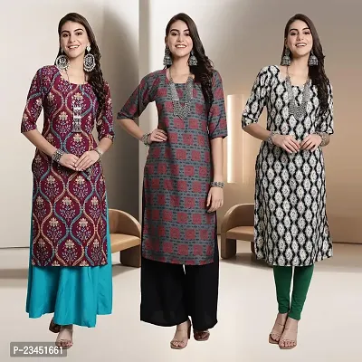 Fancy Rayon Kurtis For Women Pack Of 3-thumb0