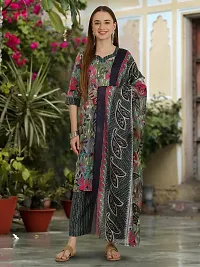 Stylish Cotton Blend Printed Kurta With Pant And Dupatta Set For Women-thumb1