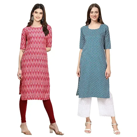 Stylish Crepe Printed Kurti - Pack of 2