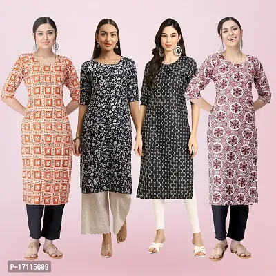 Women Stylish Crepe Printed Straight Kurta-thumb0