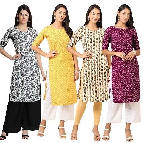 Trendy Crepe Printed Kurti - Pack of 4