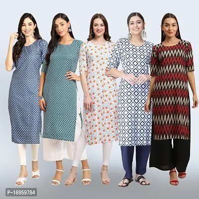 Women Stylish Crepe Printed Staright Kurta