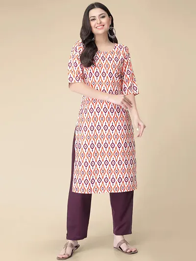 Straight Printed Crepe Straight Kurtas