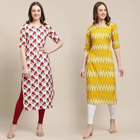 Trendy Crepe Printed Kurti - Pack of 2