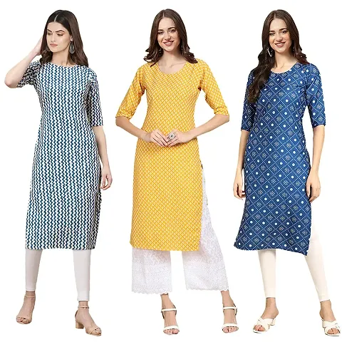 Stylish Crepe Stitched Kurta For Women Pack of 3