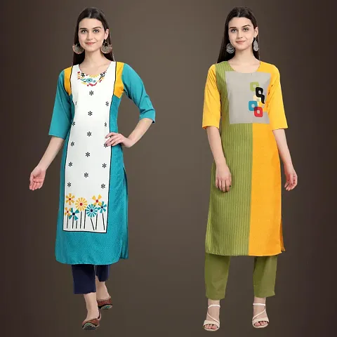 Best Trendy Crepe Printed Kurti - Combo Of 2