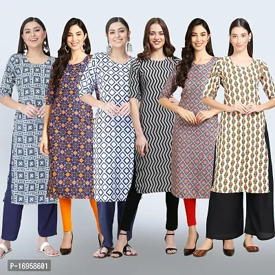 Women Stylish Crepe Printed Straight Kurta Combo