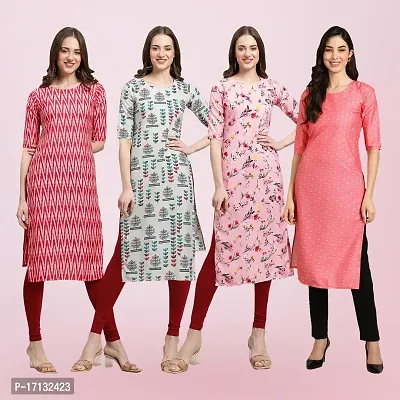 Women Stylish Crepe Printed Straight Kurta