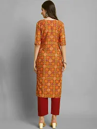 Stylish Multicoloured Crepe Printed Straight kurta With Pant Set For Women-thumb2