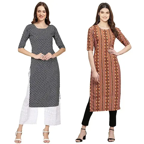 Stylish Straight Crepe Kurta For Women Combo Pack Of 2