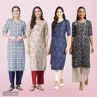 Women Stylish Crepe Printed Straight Kurta-thumb0