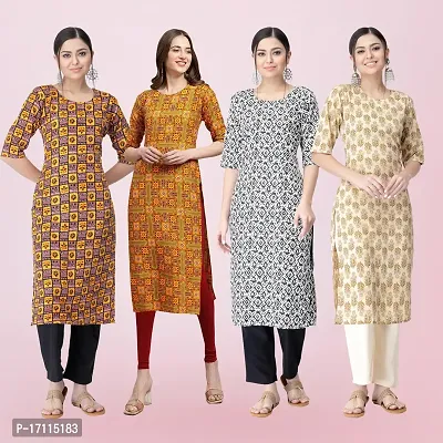 Women Stylish Crepe Printed Straight Kurta