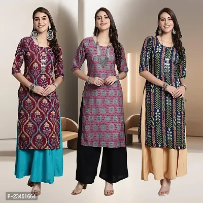 Fancy Rayon Kurtis For Women Pack Of 3-thumb0