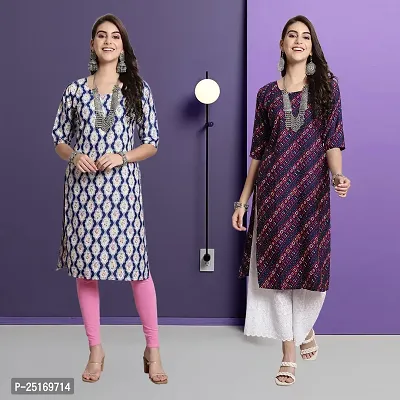 Fancy Crepe Kurtas For Women Pack Of 2-thumb0