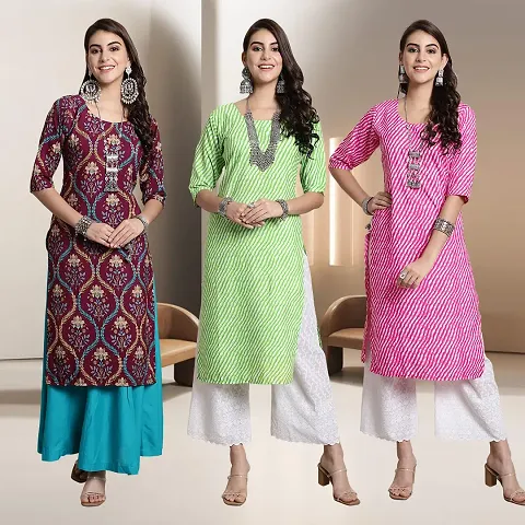 Fancy Rayon Kurtis For Women Pack Of 3