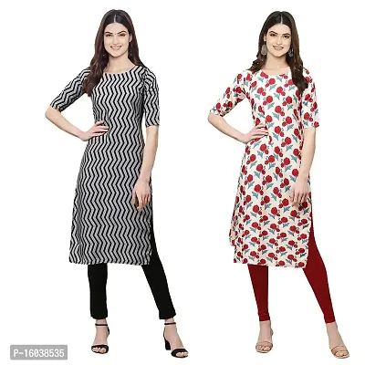 Stylish Digital Printed Women Crepe Kurta- Pack of 2