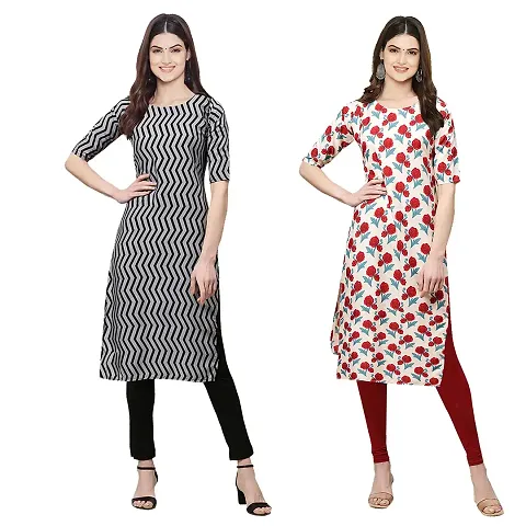 Stylish Crepe Printed Kurti - Pack of 2