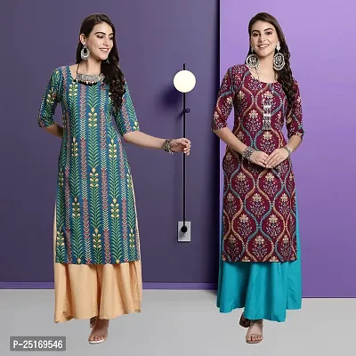 Fancy Crepe Kurtas For Women Pack Of 2-thumb0